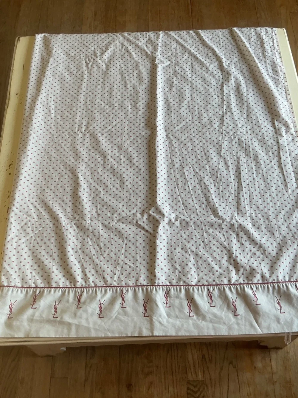 Vintage 80’s Yves Saint Laurent YSL Gray Utica Logo Twin Flat sheet *Defects*
